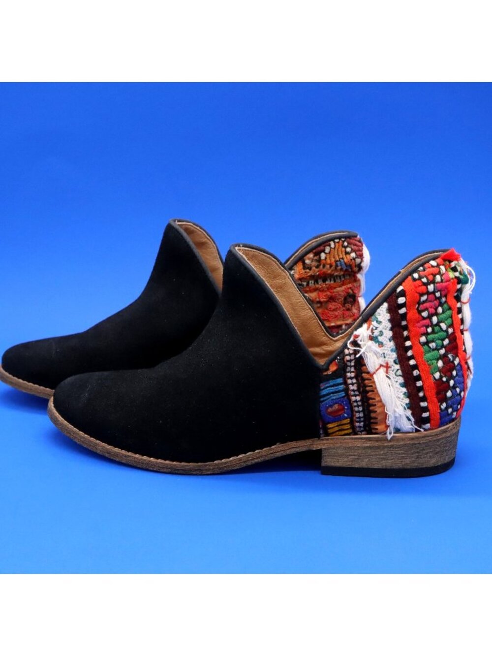 Anthropologie Howsty Suede & Tapestry Leyla Booties Euro 36 OOAK Spain MSRP $235
